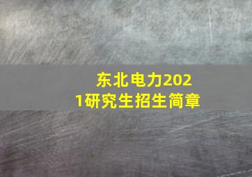 东北电力2021研究生招生简章