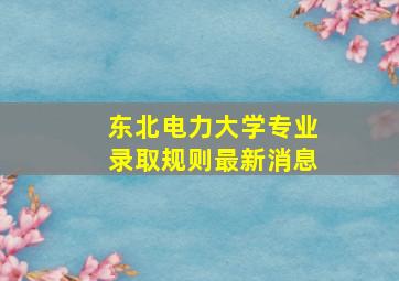 东北电力大学专业录取规则最新消息