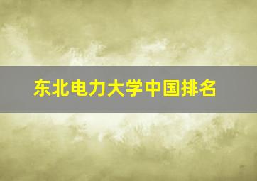 东北电力大学中国排名