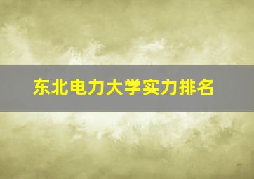 东北电力大学实力排名