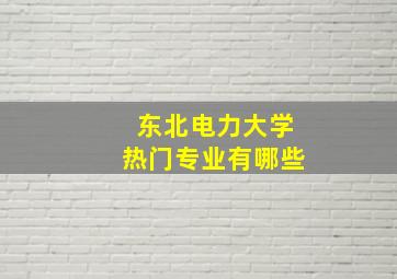 东北电力大学热门专业有哪些