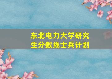 东北电力大学研究生分数线士兵计划