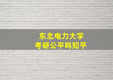 东北电力大学考研公平吗知乎