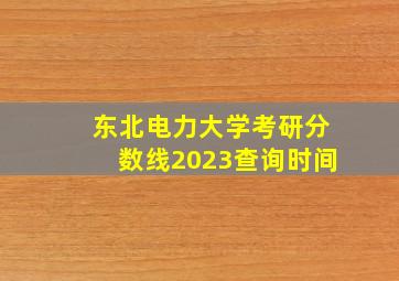 东北电力大学考研分数线2023查询时间