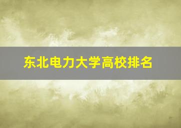 东北电力大学高校排名