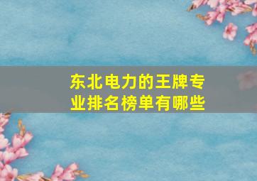 东北电力的王牌专业排名榜单有哪些