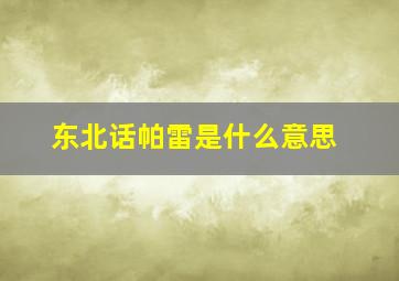 东北话帕雷是什么意思