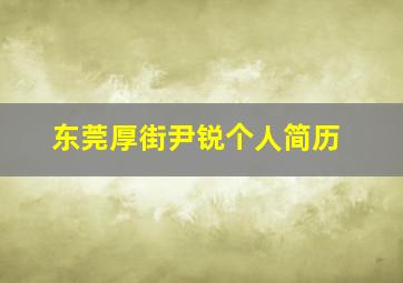 东莞厚街尹锐个人简历