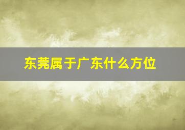 东莞属于广东什么方位