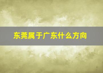 东莞属于广东什么方向