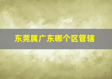 东莞属广东哪个区管辖