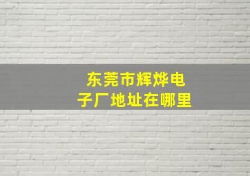 东莞市辉烨电子厂地址在哪里