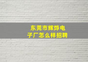 东莞市辉烨电子厂怎么样招聘