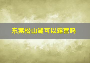 东莞松山湖可以露营吗