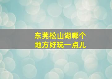 东莞松山湖哪个地方好玩一点儿