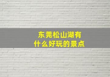 东莞松山湖有什么好玩的景点