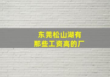 东莞松山湖有那些工资高的厂