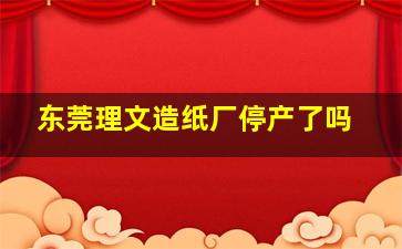 东莞理文造纸厂停产了吗