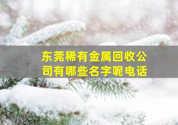 东莞稀有金属回收公司有哪些名字呢电话