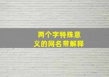 两个字特殊意义的网名带解释