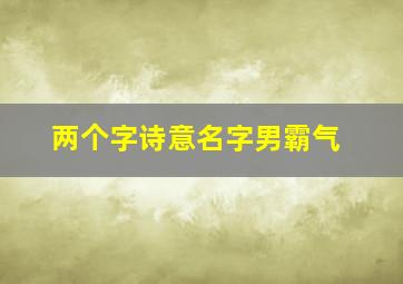 两个字诗意名字男霸气