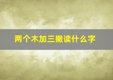 两个木加三撇读什么字