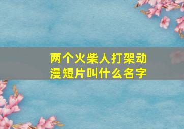 两个火柴人打架动漫短片叫什么名字