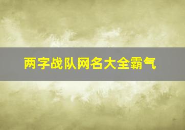 两字战队网名大全霸气