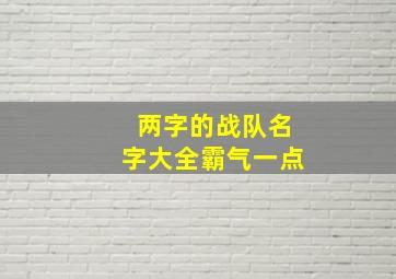 两字的战队名字大全霸气一点