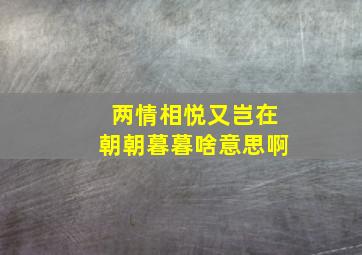 两情相悦又岂在朝朝暮暮啥意思啊