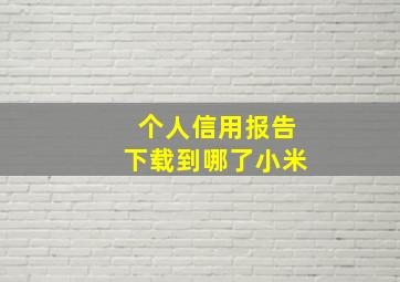 个人信用报告下载到哪了小米