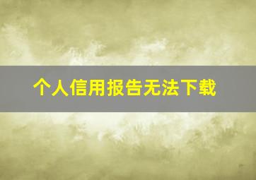 个人信用报告无法下载