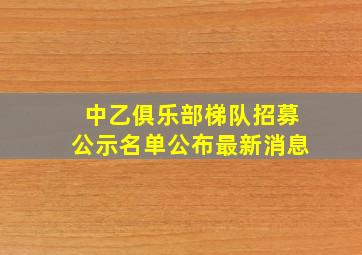 中乙俱乐部梯队招募公示名单公布最新消息