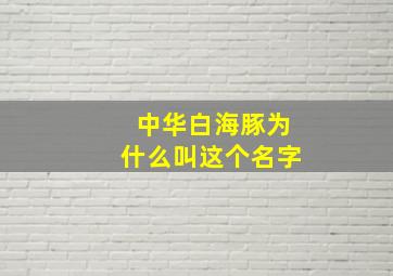 中华白海豚为什么叫这个名字