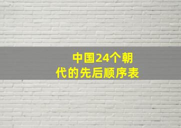 中国24个朝代的先后顺序表