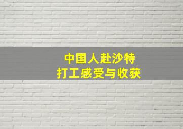 中国人赴沙特打工感受与收获