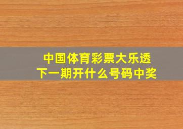 中国体育彩票大乐透下一期开什么号码中奖