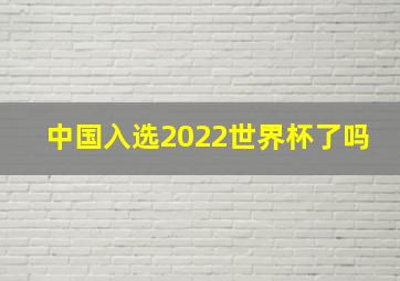 中国入选2022世界杯了吗