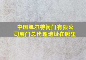 中国凯尔特阀门有限公司厦门总代理地址在哪里