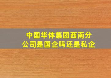 中国华体集团西南分公司是国企吗还是私企