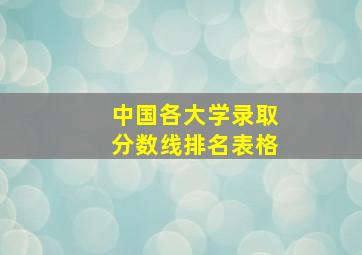 中国各大学录取分数线排名表格