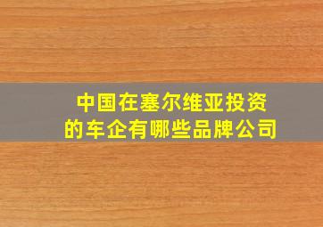 中国在塞尔维亚投资的车企有哪些品牌公司