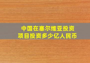 中国在塞尔维亚投资项目投资多少亿人民币