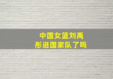 中国女篮刘禹彤进国家队了吗