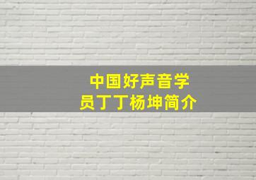 中国好声音学员丁丁杨坤简介