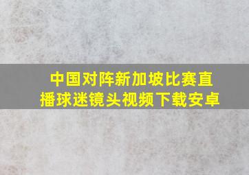 中国对阵新加坡比赛直播球迷镜头视频下载安卓