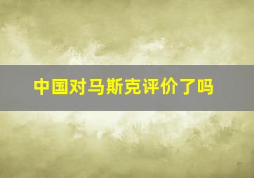 中国对马斯克评价了吗