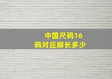 中国尺码16码对应脚长多少