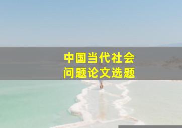 中国当代社会问题论文选题