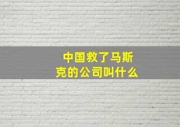 中国救了马斯克的公司叫什么